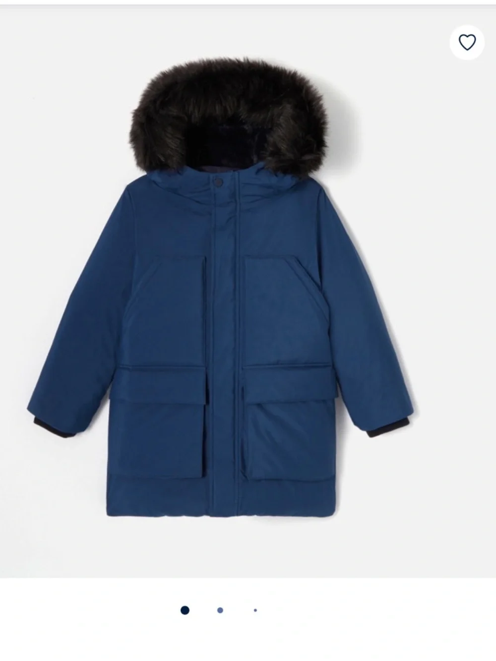 Jacadi Paris Boys Long Down Jacket Navy Blue Coat Faux Fur Hood Size 4